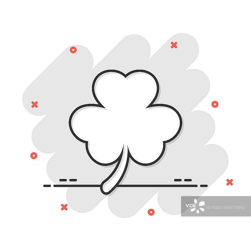 四叶三叶草图标在平风格圣帕特里克图片素材